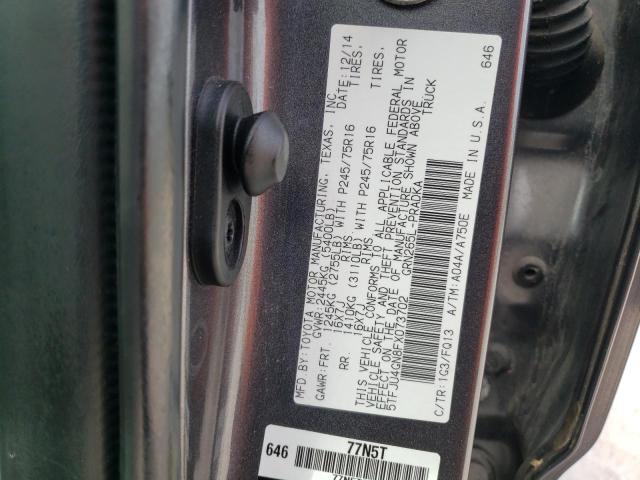 5TFJU4GN8FX073702 - 2015 TOYOTA TACOMA DOUBLE CAB PRERUNNER GRAY photo 12