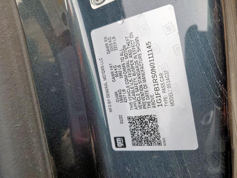 1G1FB1RS0N0111145 - 2022 CHEVROLET CAMARO LS ტალღისფერი ფოტო 12