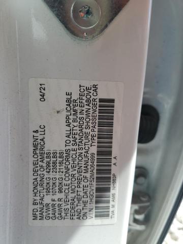 1HGCV1F52MA064999 - 2021 HONDA ACCORD EXL WHITE photo 12
