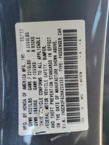 1HGCR2F82HA228553 - 2017 HONDA ACCORD EXL GRAY photo 12