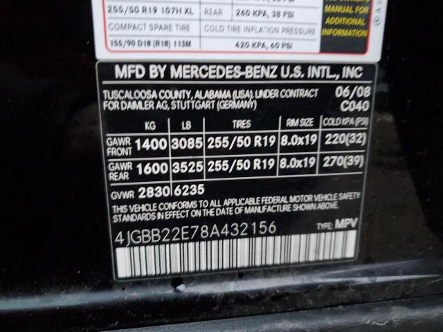 4JGBB22E78A432156 - 2008 MERCEDES-BENZ ML 320 CDI BLACK photo 13
