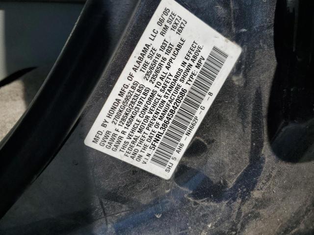 5FNRL38645B420586 - 2005 HONDA ODYSSEY EXL BLUE photo 13