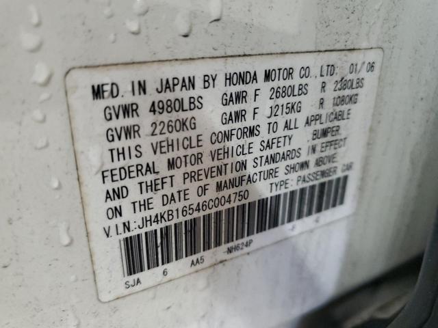 JH4KB16546C004750 - 2006 ACURA RL თეთრი ფოტო 12