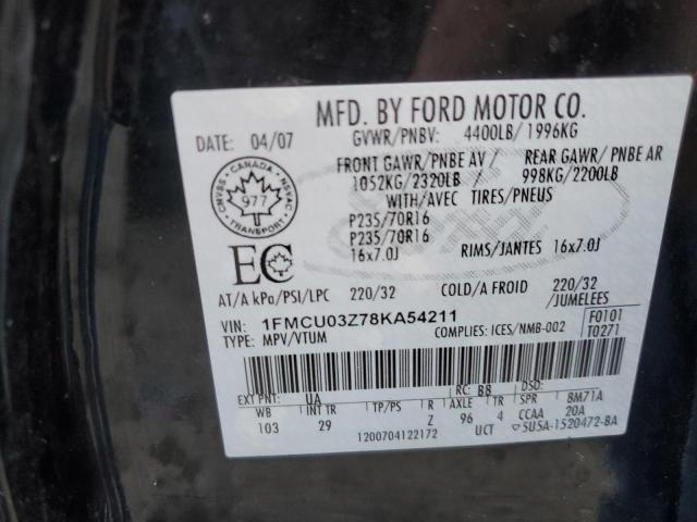 1FMCU03Z78KA54211 - 2008 FORD ESCAPE XLT 黑色 照片 13