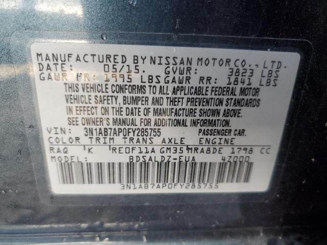 3N1AB7AP0FY285755 - 2015 NISSAN SENTRA S BLUE photo 12