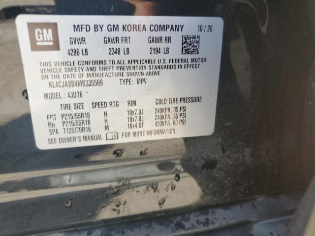 KL4CJASB4MB335569 - 2021 BUICK ENCORE PREFERRED შავი ფოტო 12