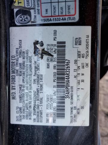 3FAHP0HA4AR326967 - 2010 FORD FUSION SE BLACK photo 12