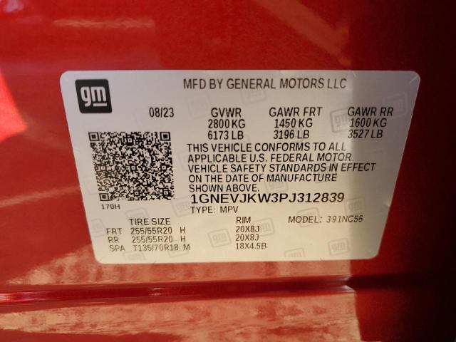 1GNEVJKW3PJ312839 - 2023 CHEVROLET TRAVERSE RS RED photo 14