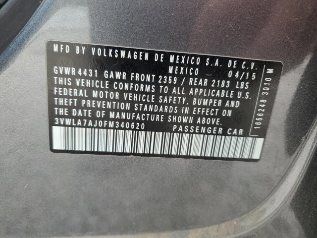 3VWLA7AJ0FM340620 - 2015 VOLKSWAGEN JETTA TDI GRAY photo 12