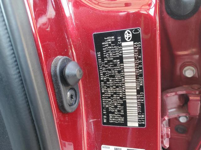 5YFEPMAE0NP364788 - 2022 TOYOTA COROLLA LE RED photo 12