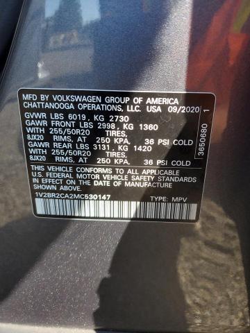 1V2BR2CA2MC530147 - 2021 VOLKSWAGEN ATLAS SEL Grau Foto 13