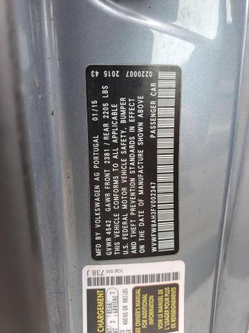 WVWFW8AH3FV002347 - 2015 VOLKSWAGEN EOS LUX 蓝色 照片 12