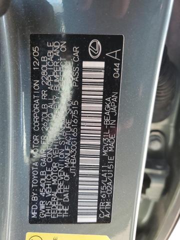 JTHBA30G165167515 - 2006 LEXUS ES 330 GREEN photo 12