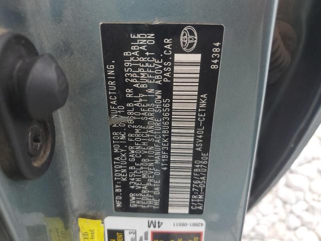 4T1BF3EK1BU636565 - 2011 TOYOTA CAMRY BASE TEAL photo 12