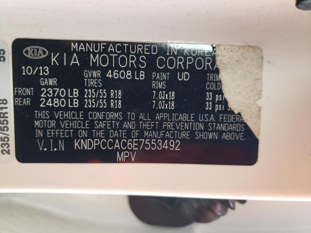 KNDPCCAC6E7553492 - 2014 KIA SPORTAGE EX WHITE photo 13