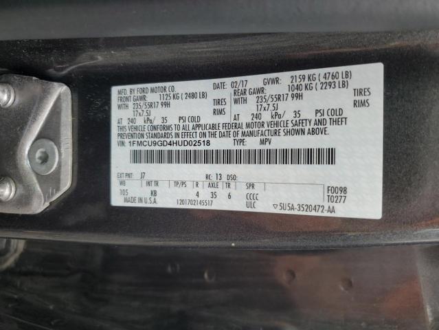 1FMCU9GD4HUD02518 - 2017 FORD ESCAPE SE 石墨色 照片 13