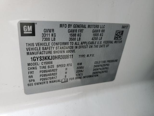 1GYS3KKJ0HR300611 - 2017 CADILLAC ESCALADE ESV PLATINUM თეთრი ფოტო 14