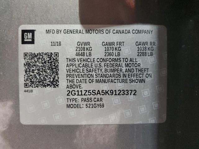 2G11Z5SA5K9123372 - 2019 CHEVROLET IMPALA LT GRAY photo 13