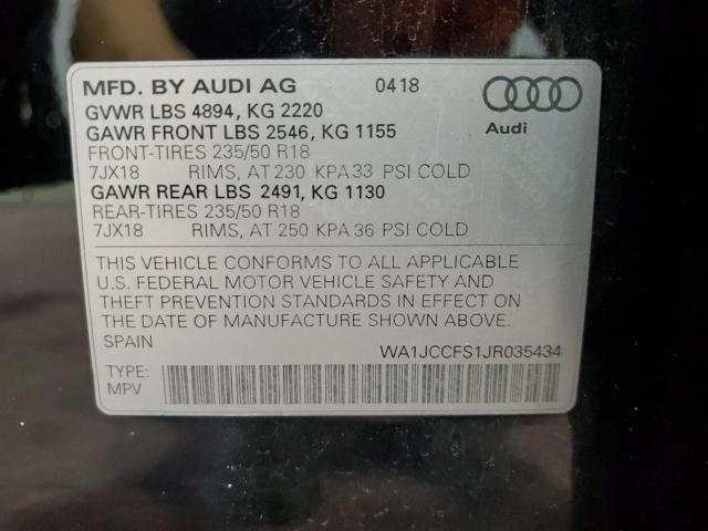 WA1JCCFS1JR035434 - 2018 AUDI Q3 PREMIUM PLUS Negro foto 13