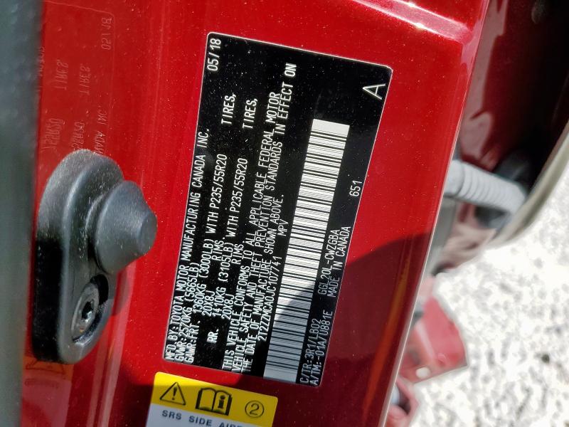 2T2ZZMCA0JC107741 - 2018 LEXUS RX 350 BASE RED photo 13