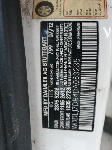 WDDLJ7DB4DA063235 - 2013 MERCEDES-BENZ CLS 550 WHITE photo 12