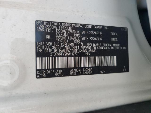 2T3RWRFV2MW112779 - 2021 TOYOTA RAV4 XLE WHITE photo 13