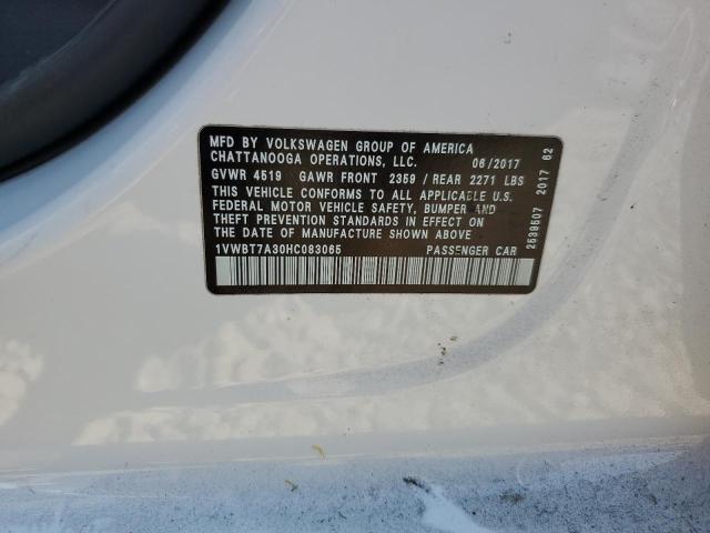 1VWBT7A30HC083065 - 2017 VOLKSWAGEN PASSAT SE WHITE photo 13