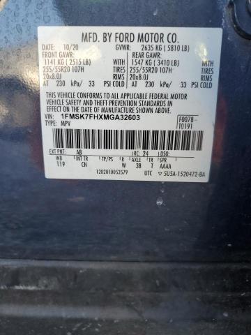 1FMSK7FHXMGA32603 - 2021 FORD EXPLORER LIMITED Grafit foto 13