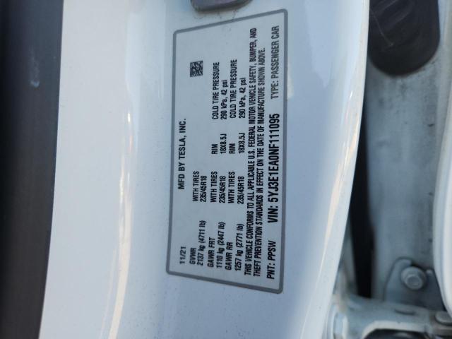 5YJ3E1EA0NF111095 - 2022 TESLA MODEL 3 WHITE photo 22