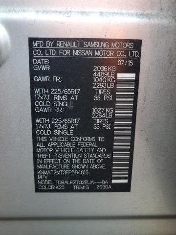 KNMAT2MT3FP584616 - 2015 NISSAN ROGUE S Күміс фото 14