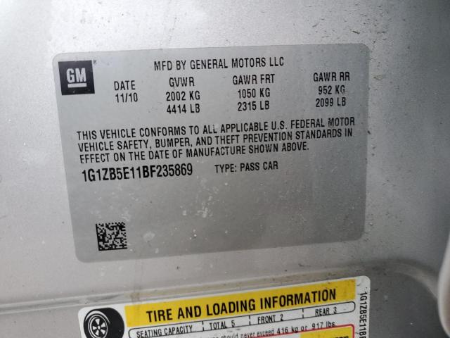 1G1ZB5E11BF235869 - 2011 CHEVROLET MALIBU LS SILVER photo 12