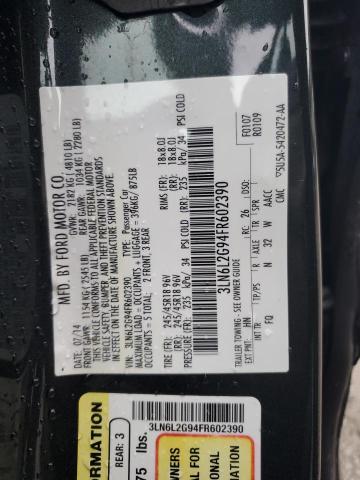 3LN6L2G94FR602390 - 2015 LINCOLN MKZ CHARCOAL photo 12