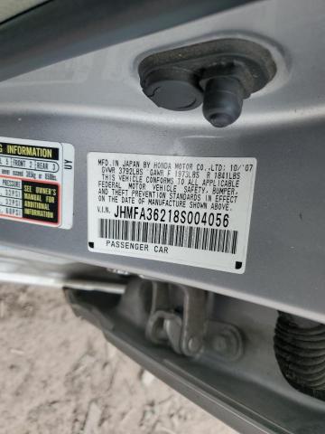 JHMFA36218S004056 - 2008 HONDA CIVIC HYBRID SILVER photo 13