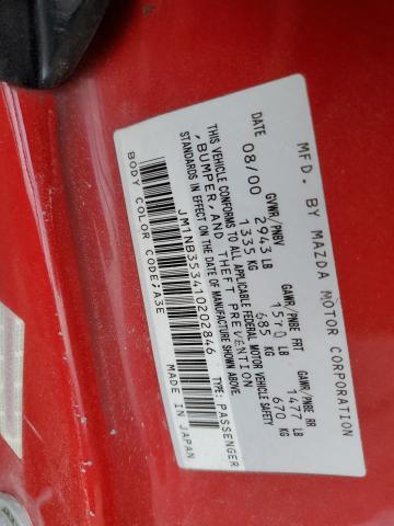 JM1NB353410202846 - 2001 MAZDA MX-5 MIATA BASE RED photo 12
