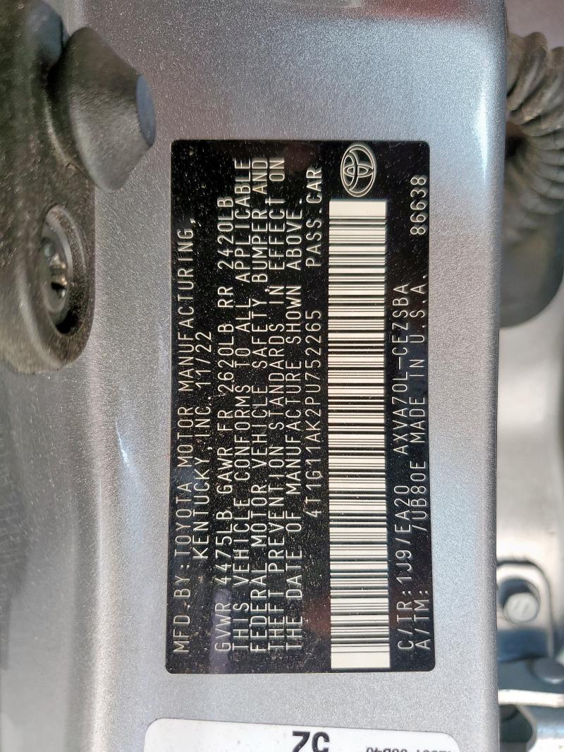 4T1G11AK2PU752265 - 2023 TOYOTA CAMRY SE NIGHT SHADE SILVER photo 13