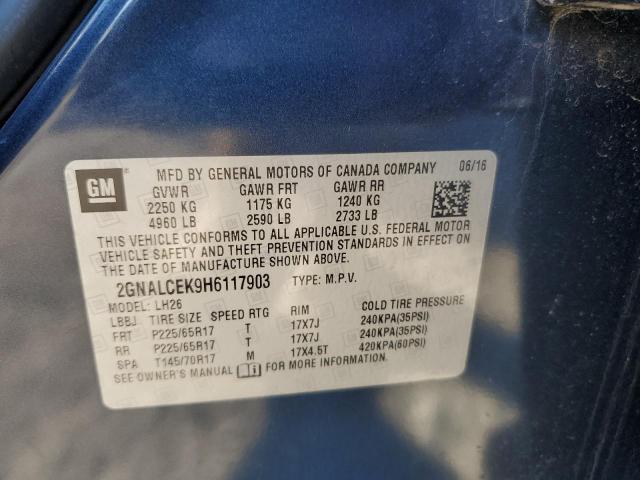 2GNALCEK9H6117903 - 2017 CHEVROLET EQUINOX LT BLUE photo 12