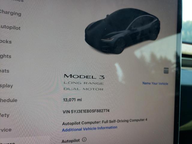 5YJ3E1EB0SF882774 - 2025 TESLA MODEL 3 GRAY photo 9