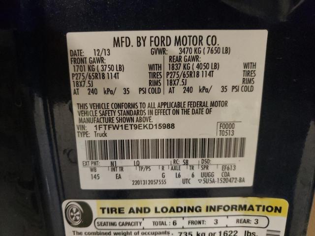 1FTFW1ET9EKD15988 - 2014 FORD F150 SUPERCREW BLUE photo 12