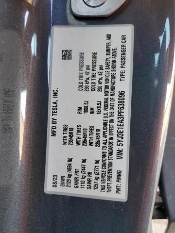5YJ3E1EA3PF638096 - 2023 TESLA MODEL 3 ნაცრისფერი ფოტო 12