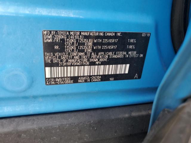 2T3H1RFV5KW011436 - 2019 TOYOTA RAV4 LE Blau Foto 13