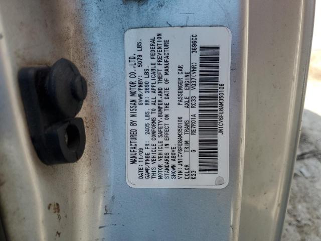 JN1CV6FE8AM350106 - 2010 INFINITI G37 BASE SILVER photo 12