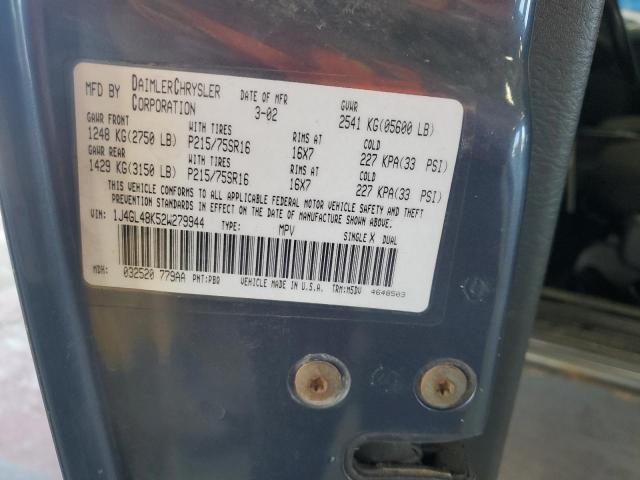 1J4GL48K52W279944 - 2002 JEEP LIBERTY SPORT BLUE photo 13