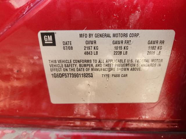 1G6DF577390118253 - 2009 CADILLAC CTS RED photo 12
