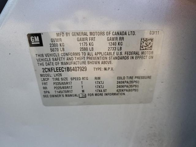 2CNFLEEC1B6407929 - 2011 CHEVROLET EQUINOX LT SILVER photo 14