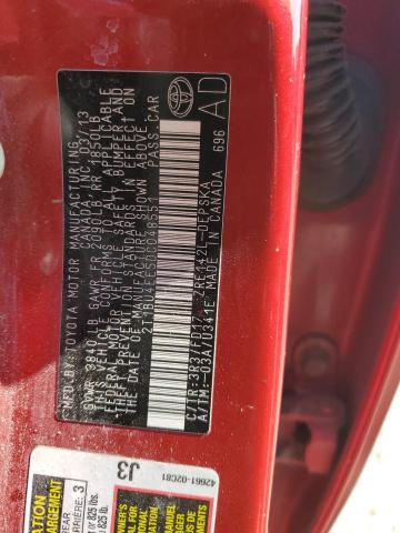 2T1BU4EE5DC048551 - 2013 TOYOTA COROLLA BASE Qırmızı foto 12