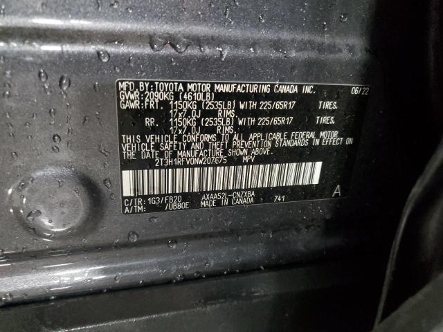 2T3H1RFV0NW207675 - 2022 TOYOTA RAV4 LE GRAY photo 12