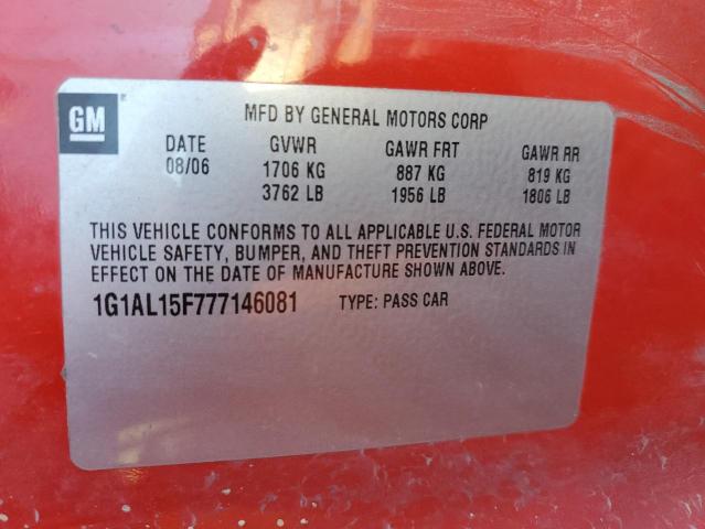 1G1AL15F777146081 - 2007 CHEVROLET COBALT LT RED photo 13