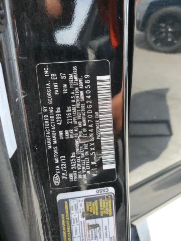 5XXGN4A70DG240589 - 2013 KIA OPTIMA EX BLACK photo 13