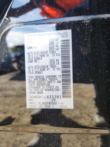 5N1DR2AM7LC635381 - 2020 NISSAN PATHFINDER S BLACK photo 13