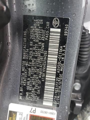 4T1BF1FK4EU794292 - 2014 TOYOTA CAMRY L GRAY photo 12